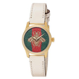 Gucci G Timeless Quartz Red & Green Dial Beige Leather Strap Watch For Women - YA1265009 Authentic Buy Shop Now