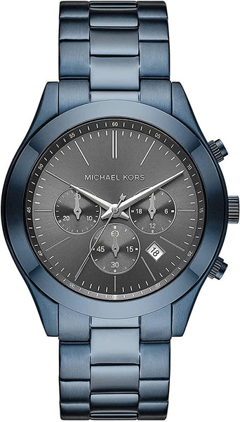 Michael Kors Slim Runway Chronograph Black Dial Blue Steel Strap Watch for Men - MK8918 Authentic Buy Shop Now