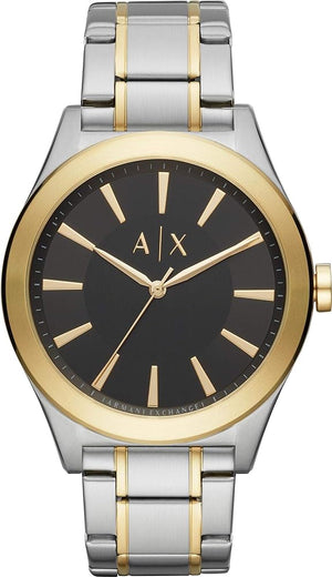 Armani Exchange Nico Analog Black Dial Two Tone Steel Strap Watch For Men - AX2336 Authentic Buy Shop Now