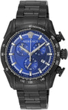 Versace V-Ray Chronograph Quartz Blue Dial Black Steel Strap Watch For Men - VE2I00521 Authentic Buy Shop Now