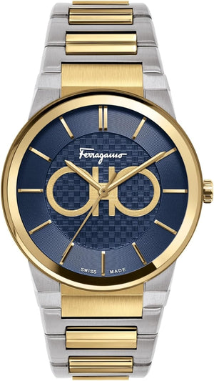 Salvatore Ferragamo Sapphire Bracelet Blue Dial Two Tone Steel Strap Watch For Men - SFHP00821 Authentic Buy Shop Now