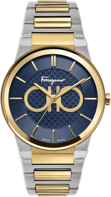 Salvatore Ferragamo Sapphire Bracelet Blue Dial Two Tone Steel Strap Watch For Men - SFHP00821 Authentic Buy Shop Now