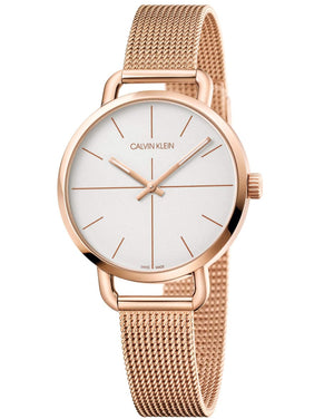 Calvin Klein Even White Dial Rose Gold Mesh Bracelet Watch for Women - K7B23626 Authentic Buy Shop Now