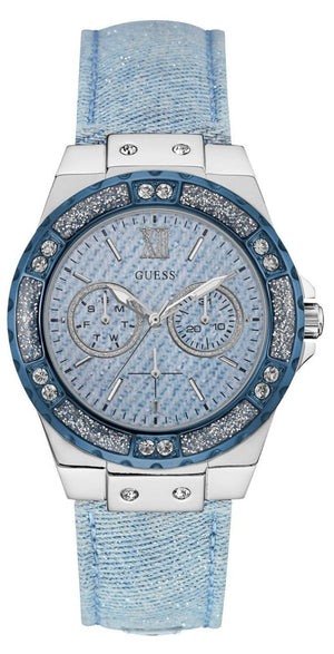 Guess Limelight Quartz Blue Dial Blue Leather Strap Watch For Men - W0775l1 Authentic Buy Shop Now