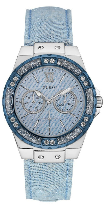 Guess Limelight Quartz Blue Dial Blue Leather Strap Watch For Men - W0775l1 Authentic Buy Shop Now