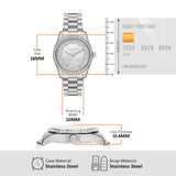 Michael Kors Lexington Lux Three Hand Mother of Pearl Silver Dial Silver Steel Strap Watch for Women - MK7445 Authentic Buy Shop Now