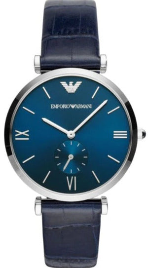 Emporio Armani Gianni T Bar Quartz Blue Dial Blue Leather Strap Watch For Men - AR11300 Authentic Buy Shop Now