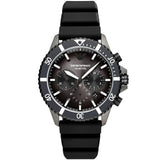 Emporio Armani Diver Chronograph Black Dial Black Silicon Strap Watch For Men - AR11515 Authentic Buy Shop Now