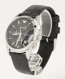 Emporio Armani Paolo Chronograph Black Dial Black Leather Strap Watch For Men - AR11530 Authentic Buy Shop Now