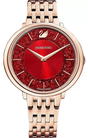 Swarovski Crystalline Chic Red Dial Rose Gold Steel Strap Watch for Women - 5547608 Authentic Buy Shop Now