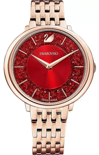 Swarovski Crystalline Chic Red Dial Rose Gold Steel Strap Watch for Women - 5547608 Authentic Buy Shop Now