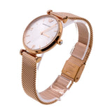 Emporio Armani Gianni T Bar Silver Dial Rose Gold Mesh Bracelet Watch For Women - AR1956 Authentic Buy Shop Now