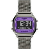 Fossil Retro Digital Purple Dial Grey Mesh Strap Watch for Men - FS5888 Authentic Buy Shop Now