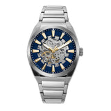 Fossil Everett Automatic Skeleton Blue Dial Silver Steel Strap Watch for Men - ME3220 Authentic Buy Shop Now