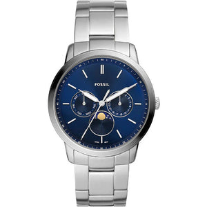 Fossil Neutra Minimalist Moonphase Blue Dial Silver Steel Strap Watch for Men - FS5907 Authentic Buy Shop Now