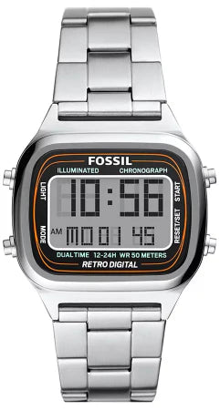 Fossil Retro Digital Silver Dial Silver Steel Strap Watch for Men - FS5844 Authentic Buy Shop Now