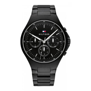 Tommy Hilfiger Justin Chronograph Black Dial Black Steel Strap Watch For Men - 1792055 Authentic Buy Shop Now