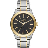 Armani Exchange Nico Analog Black Dial Two Tone Steel Strap Watch For Men - AX2336 Authentic Buy Shop Now