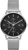 Armani Exchange Cayde Chronograph Black Dial Silver Mesh Strap Watch For Men - AX2714 Authentic Buy Shop Now