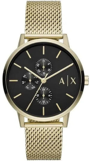 Armani Exchange Cayde Chronograph Black Dial Gold Mesh Strap Watch For Men - AX2715 Authentic Buy Shop Now