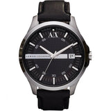 Armani Exchange Hampton Chronograph Black Dial Black Leather Strap Watch For Men - AX2101 Authentic Buy Shop Now