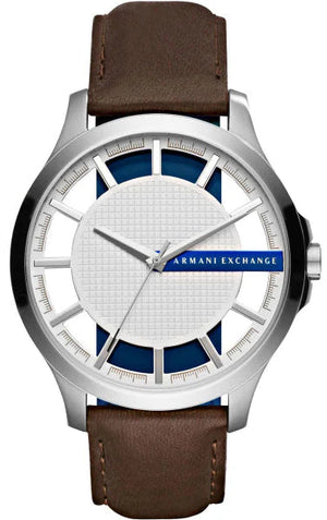 Armani Exchange Hampton Chronograph White Dial Brown Leather Strap Watch For Men - AX2187 Authentic Buy Shop Now