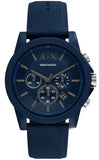 Armani Exchange Outerbanks Chronograph Blue Dial Blue Silicone Strap Watch For Men - AX7128 Authentic Buy Shop Now