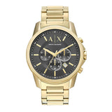 Armani Exchange Banks Chronograph Black Dial Gold Steel Strap Watch For Men - AX1721 Authentic Buy Shop Now
