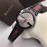 Gucci Interlocking G XL Black Dial Red & Green Leather Strap Watch For Men - YA133206 Authentic Buy Shop Now