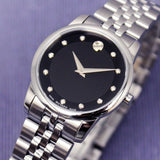 Movado Museum Classic Black Dial Silver Steel Strap Watch For Women - 0606858 Authentic Buy Shop Now