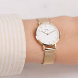 Daniel Wellington Classic Petite Evergold White Dial Gold Mesh Bracelet Watch For Women - DW00100350 Authentic Buy Shop Now