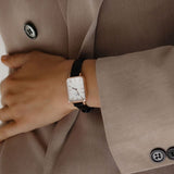 Daniel Wellington Quadro White Dial Black Leather Strap Watch For Women - DW00100434 Authentic Buy Shop Now