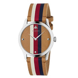 Gucci G Timeless Quartz Brown Dial Brown Leather Strap Watch For Men - YA1264078 Authentic Buy Shop Now