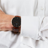 Daniel Wellington Classic Durham Black Dial Brown Leather Strap Watch For Women - DW00100142 Authentic Buy Shop Now