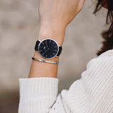 Daniel Wellington Classic Sheffield Black Dial Black Leather Strap Watch For Men - DW00100133
