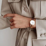 Daniel Wellington Iconic Link White Dial Rose Gold Steel Strap Watch For Women - DW00100211 Authentic Buy Shop Now