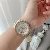 Michael Kors Brecken Chronograph White Dial Two Tone Steel Strap Watch For Women - MK6368 Authentic Buy Shop Now