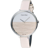 Calvin Klein Rise White Beige Dial Beige Leather Strap Watch for Women - K7A231XH Authentic Buy Shop Now