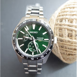 Seiko Presage Sharp Edged Series GMT Green Dial Silver Steel Strap Watch For Men - SPB219J1 Authentic Buy Shop Now