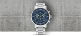 Tommy Hilfiger Evan Chronograph Blue Dial Silver Steel Strap Watch For Men - 1710409 Authentic Buy Shop Now