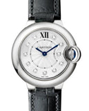 Cartier Ballon Bleu de Cartier Diamonds Silver Dial Black Leather Strap Watch for Women - W4BB0008 Authentic Buy Shop Now