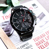 Tommy Hilfiger Mason Chronograph Black Dial Black Steel Strap Watch For Men - 1791935 Authentic Buy Shop Now