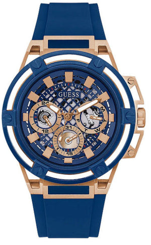 Guess Matrix Multifunction Blue Dial Blue Rubber Strap Watch For Men - GW0423G1 Authentic Buy Shop Now