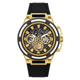 Guess Matrix Multifunction Gold Dial Black Rubber Strap Watch For Men - GW0423G2 Authentic Buy Shop Now