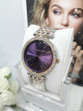 Michael Kors Darci Purple Dial Two Tone Steel Strap Watch for Women - MK3353 Authentic Buy Shop Now