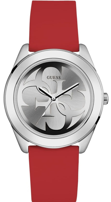 Guess G-Twist Silver Dial Red Rubber Strap Watch for Women - W0911L9 Authentic Buy Shop Now