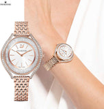 Swarovski Crystalline Aura Silver Dial Rose Gold Steel Strap Watch for Women - 5519459 Authentic Buy Shop Now