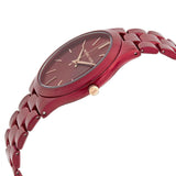 Michael Kors Slim Runway Red Dial Red Steel Strap Watch For Women - MK3895 Authentic Buy Shop Now