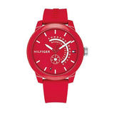 Tommy Hilfiger Denim Quartz Red Dial Red Rubber Strap Watch for Men - 1791480 Authentic Buy Shop Now