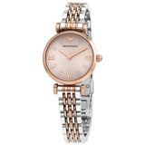 Emporio Armani Gianni T Bar Pink Dial Two Tone Steel Strap Watch For Women - AR11223 Authentic Buy Shop Now